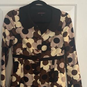Betsey Johnson Brown, Cream & Black Retro Floral Long-Sleeve canvas jacket.